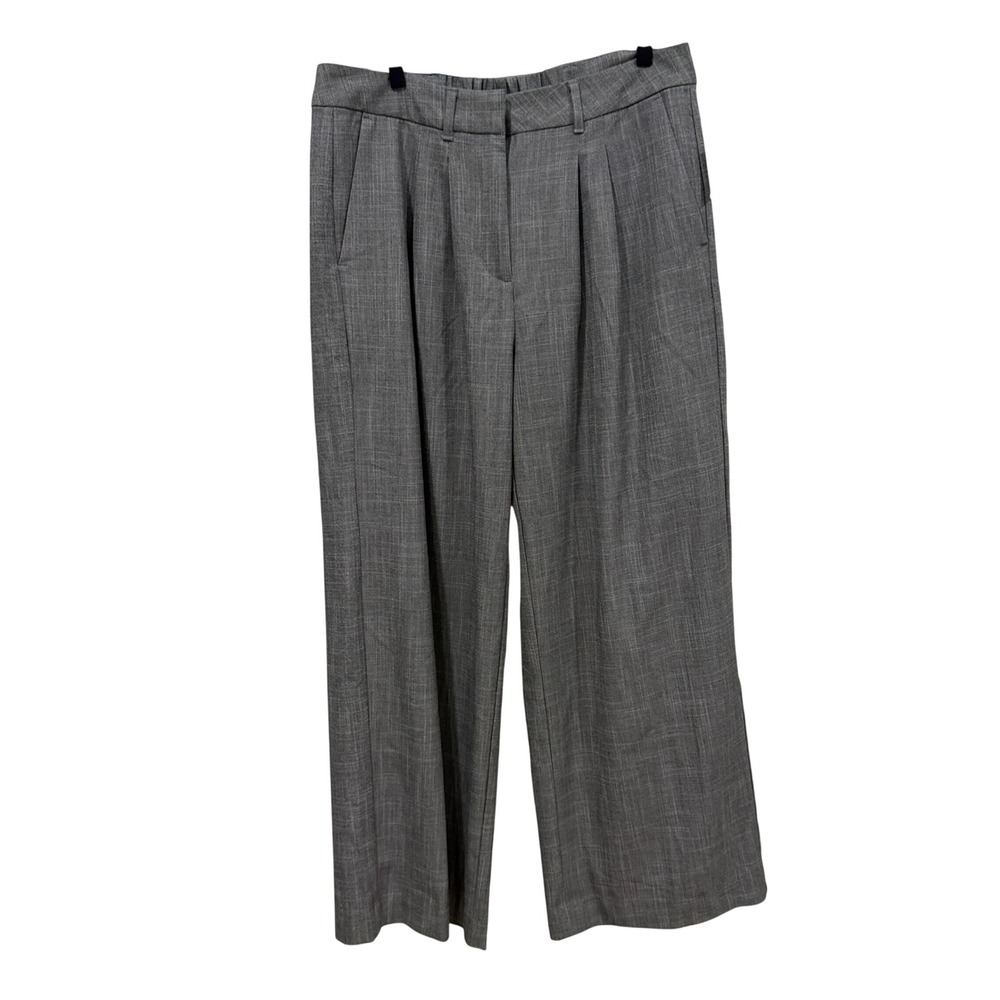 Old Navy Taylor Wide Leg Grey Glen Plaid Pleated Dress Pants Size L 811869-00-1